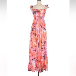Tiare Hawaii Pink and Orange Floral Maxi Dress
